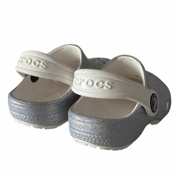 Silver glitter crocs size C6 baby crocs Christmas slides holiday - Picture 2 of 8